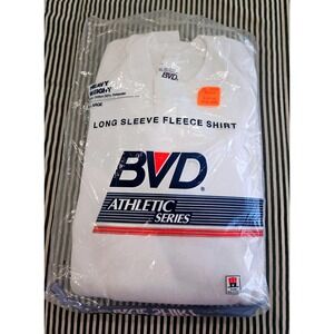Vintage 1989 BVD Athletic Series Fleece Sweatshirt White XL Deadstock NIP USA